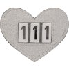 Numer startowy serce QHP, 1 szt., trzycyfrowy, srebrny