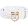 Elastyczny pasek z logo Equestro, gold/white (Długość 100 cm)