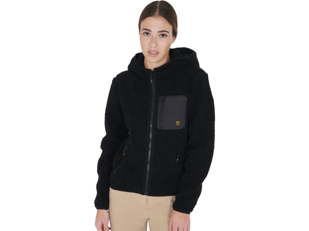 Mikina fleecová Teddy EQUESTRO, so zipsom, dámska, čierna