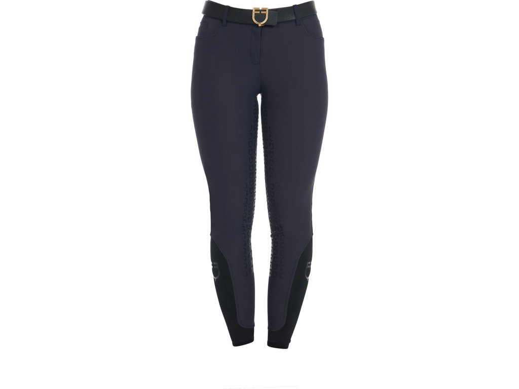 Rajtky jazdecké Fleece Equestro, s gripom, zimné, dámske, navy blazer