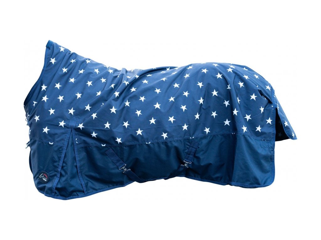 Deka výbehová Norwich HKM, s vyšším krkom, s fleecom, blue/stars