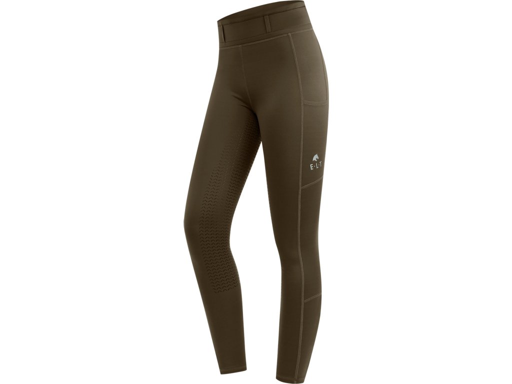 Legíny jazdecké Ella ELT, s gripom, zimné, green brown