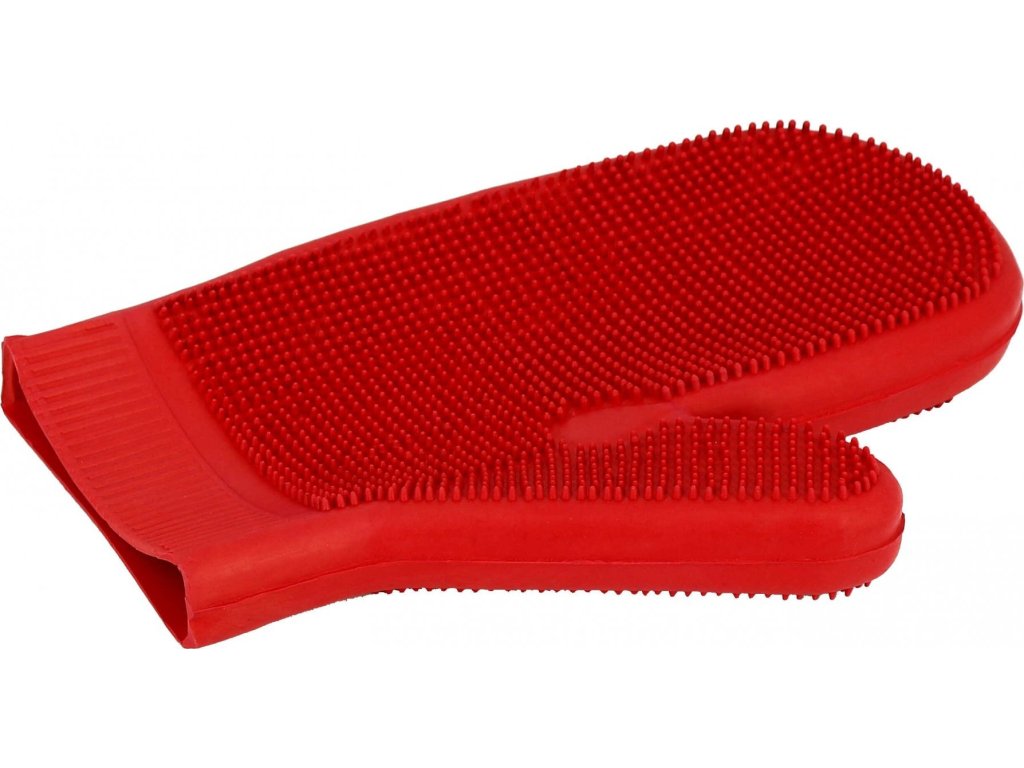 Rukavica na čistenie a masírovanie Hippotonic, red