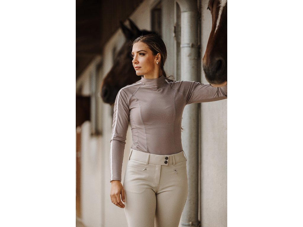 Tričko funkčné Mélodie Equithème, dámske, taupe