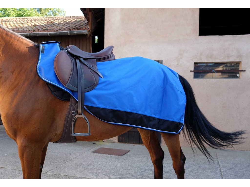 Deka bedrová Tyrex Equithème, s fleecom, nepremokavá, blue/black