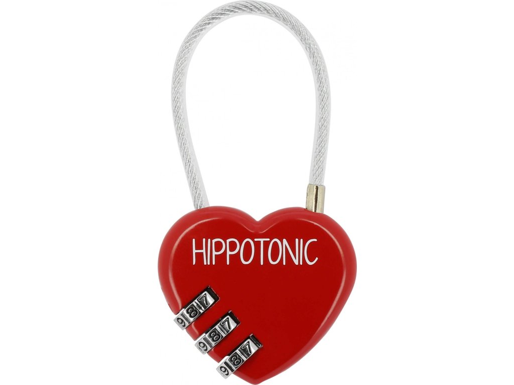Zámek visací na kód Heart Hippotonic, red