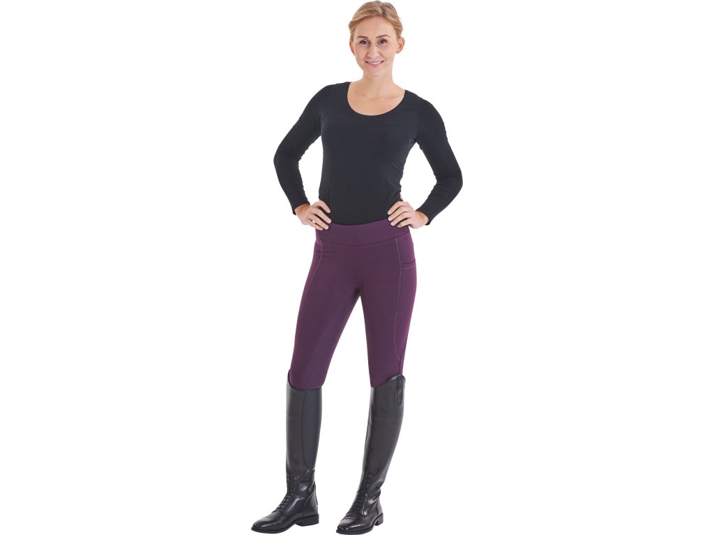 Legíny jazdecké Tornio BUSSE, s gripom, zimné, dámske, plum