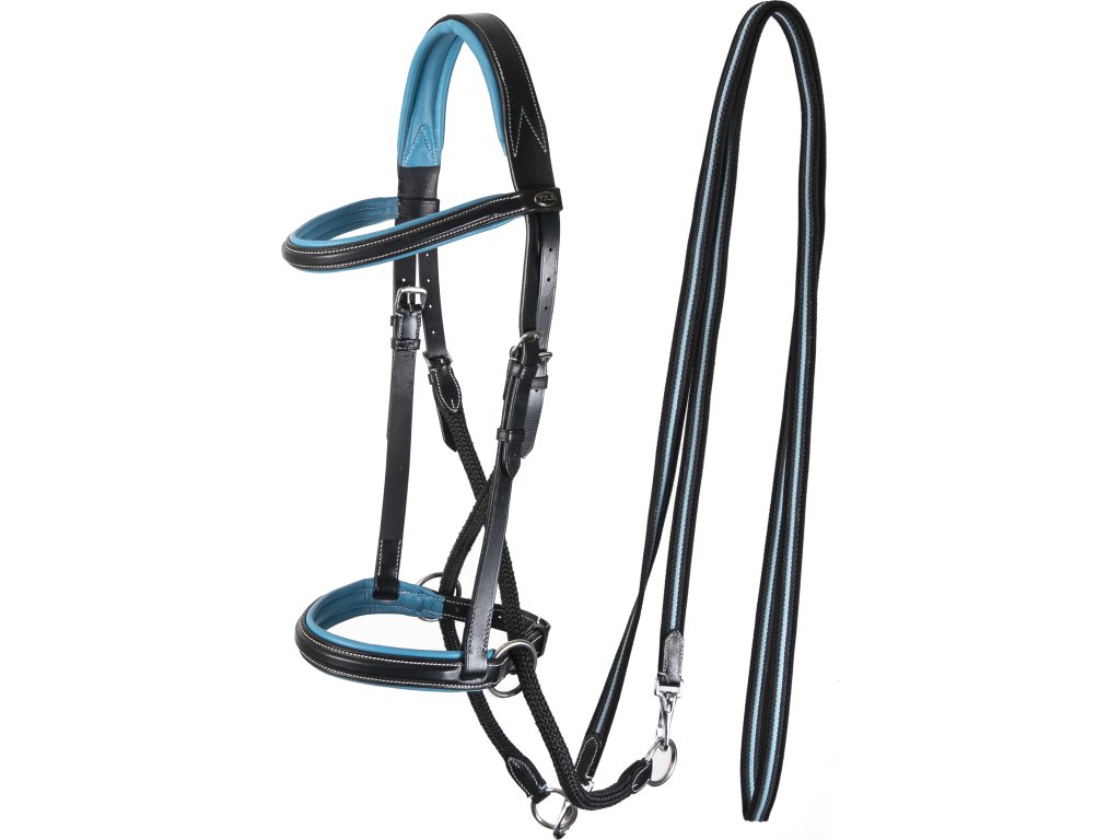 Uzdečka bezzubadlová Dietsji F.R.A., black/sky blue