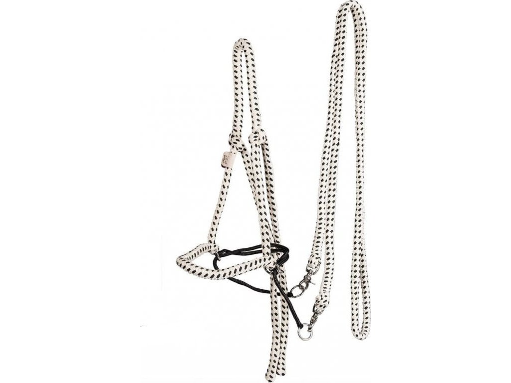 Uzdečka bezzubadlová Nanouk F.R.A., povrazová, nature/black