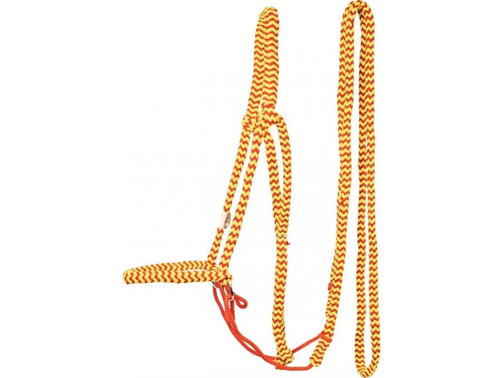 Uzdečka bezzubadlová Igor F.R.A, povrazová, red/yellow