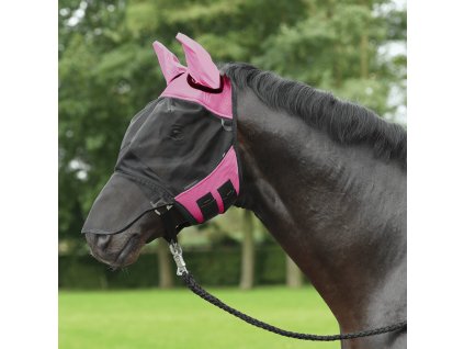 Maska proti hmyzu Fly Cover Pro BUSSE, s ochranou uší a nozdier, pink/black