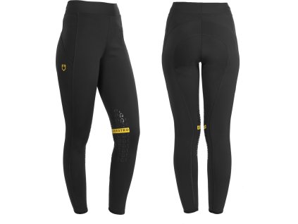 Legíny jazdecké Kao Equestro, s gripom na kolenách, dámske, black/yellow