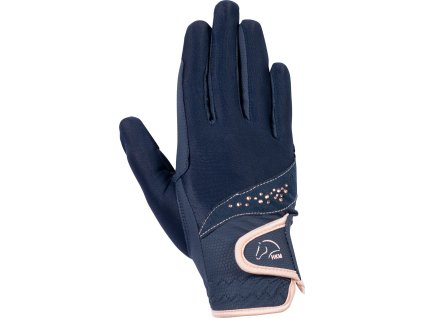 Rukavice jazdecké Rosegold Glamour Style HKM, night blue
