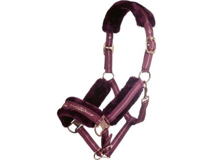 Ohlávka s barančekom Rosegold HKM, bordeaux/rose-gold