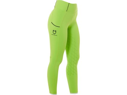 Legíny jazdecké Equestro, s gripom, dievčenské, lime green