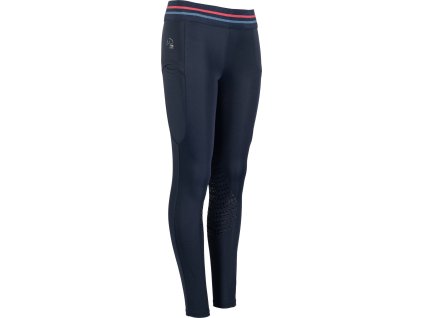 Legíny jazdecké Aymee HKM, s gripom na kolenách, detské, deep blue