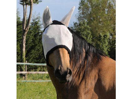 Maska proti hmyzu PVC Umbria Equitazione, s ochranou uší, biela