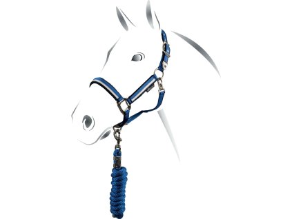 Set ohlávky s vodítkom White Trim Equestro, royal/black