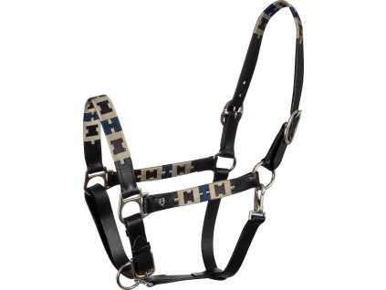 Ohlávka kožená Polo H Equestro, čierna