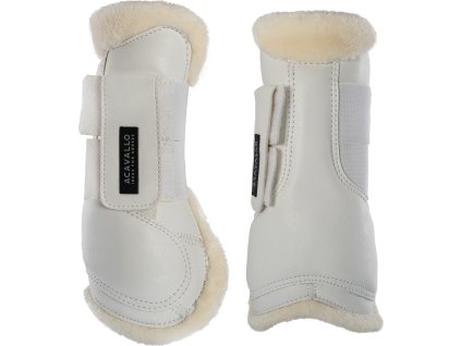 Gamaše predné Eco-leather Eco-wool ACAVALLO, s barančekom, pár, biele
