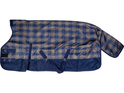 Deka výbehová Columbus HKM, s vyšším krkom, s fleecom, navy/brown checked