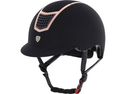 Prilba jazdecká Eclipse Plain Velvet Equestro, navy/rose gold