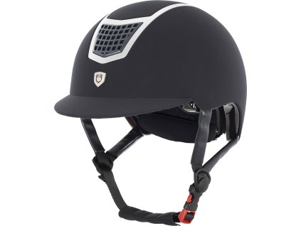 Prilba jazdecká Eclipse Plain Velvet Equestro, navy/silver