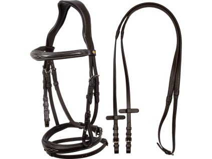 Uzdečka Fancy Stiched Equestro, tmavohnedá