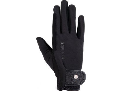 Rukavice jazdecké Ruby HKM, dámske, čierne (Veľkosť L)