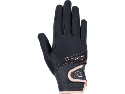 Rukavice jazdecké Rosegold Glamour Style HKM, čierne