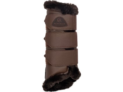 Gamaše zadné Synthetic Fur Acavallo, drezúrne, s barančekom, pár, tmavo hnedé