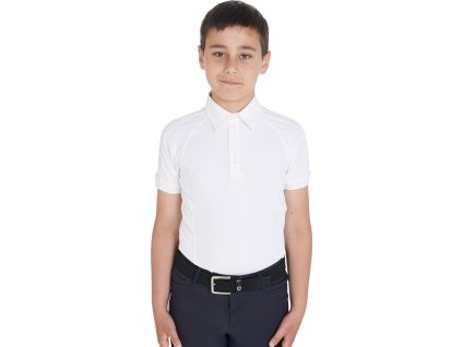 Tričko súťažné Slim Fit Equestro, chlapčenské, biele