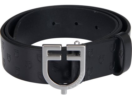 Opasok kožený Buckle Logo Equestro, silver/black