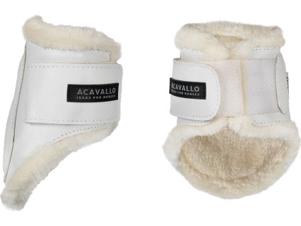 Gamaše zadné Eco-leather Eco-wool ACAVALLO, s barančekom, pár, biele