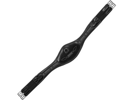 Podbrušník z teľacej kože, nylonu a gélu Acavallo, anatomický, čierny