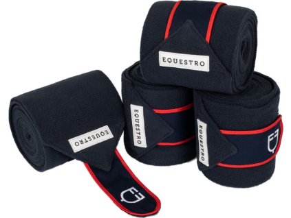 Bandáže fleecové White Trim Equestro, 4 ks, 2,9 m, pony navy/red