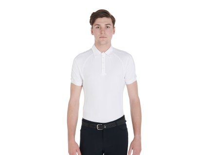 Tričko na preteky Slim Fit Equestro, pánske, biele