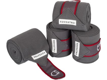 Bandáže fleecové White Trim Equestro, 4 ks, 3,8 m, grey/red