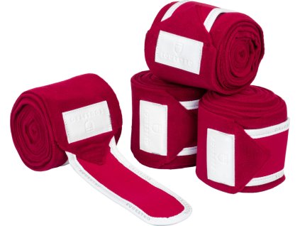 Bandáže fleecové Equestro, 4 ks, 3,5 m, wine/white