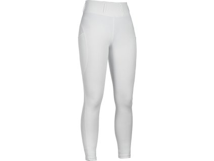 Legíny jazdecké Jil High Waist HKM, s gripom na kolenách, biele