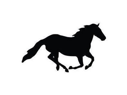 Nálepka na auto HKM, kôň v cvale, čierna