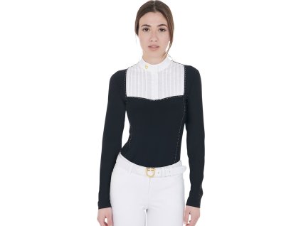 Tričko súťažné Rhinestone Equestro, dámske, čierne