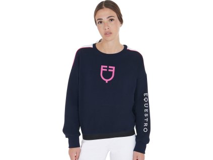 Mikina Roundneck Equestro, dámska, navy/fuchsia