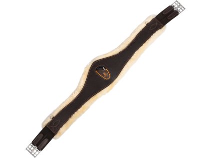 Podbrušník kožený Acavallo, s barančekom, tmavohnedý