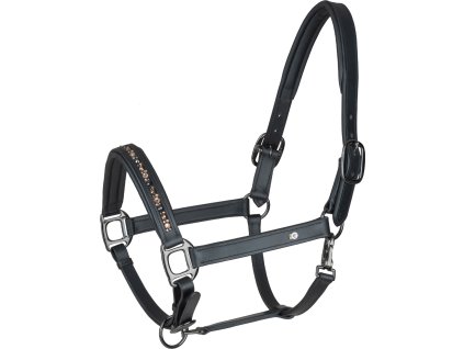 Ohlávka kožená Crystal Waldhausen, black/grey