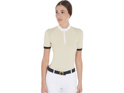 Tričko na preteky Polo Slim Fit Equestro, dámske, beige