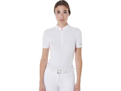 Tričko na preteky Curly Insert Equestro, dámske, white/poppy red