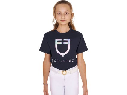Tričko Multicolor Logo Equestro, detské, navy