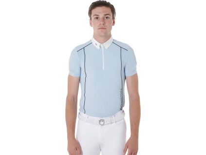 Tričko súťažné Polo Slim Fit EQUESTRO, pánske, skyway/black