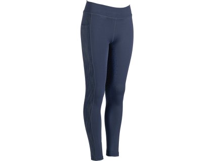 Legíny jazdecké Flow Reflective HKM, s gripom, detské, deep blue